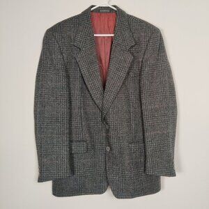 Country Shetland Men's Wool Blazer Size 40R Gray Plaid Quiet Luxury Old Money